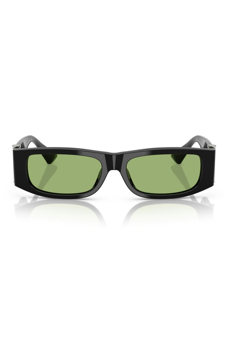 55mm Rectangular Sunglasses, Main, color, BLACK