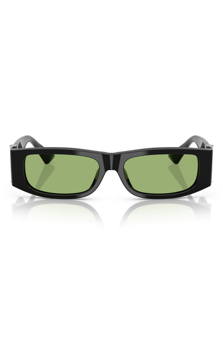 Versace 55mm Rectangular Sunglasses, Main, color, Black