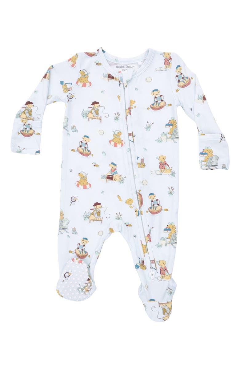 Angel Dear Lake Buddy Print Two-Way Zip Footie, Main, color,