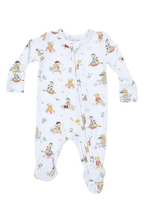 Lake Buddy Print Two-Way Zip Footie (Baby)