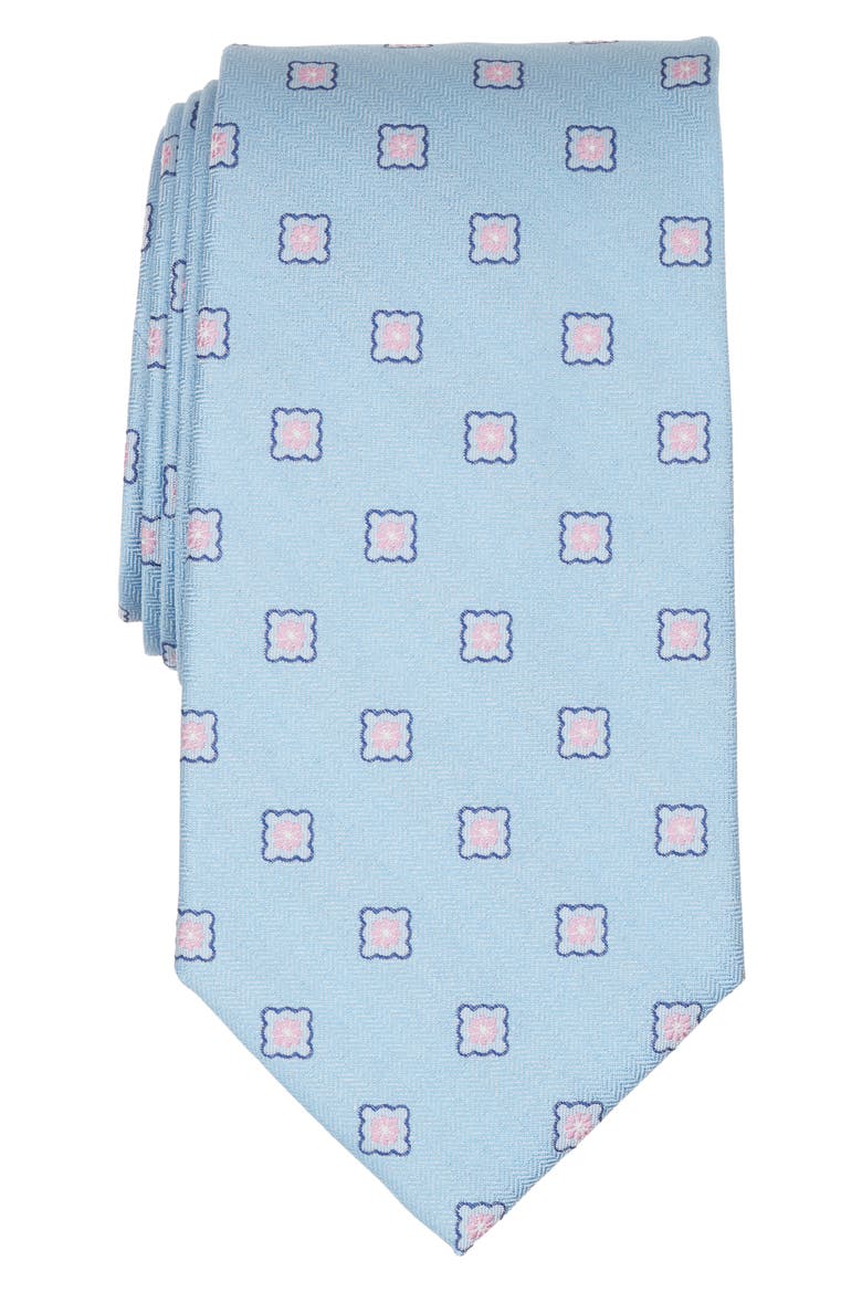 Diamond Flower Neat Tie, Main, color, LIGHT BLUE