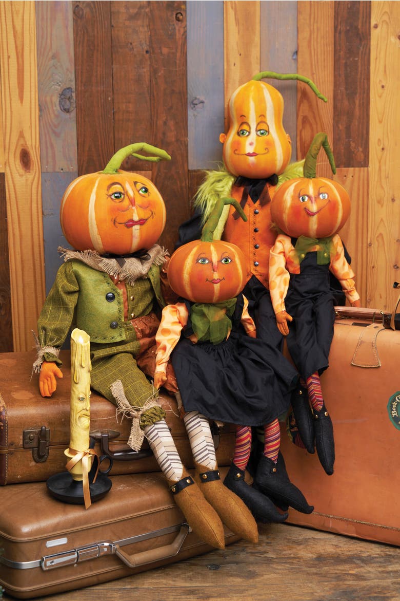 Gregorio Gourd Halloween Joe Spencer Gathered Traditions Figurine, Alternate, color, Orange