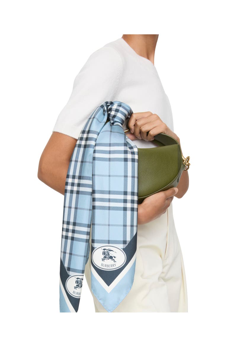 Check Silk Scarf, Alternate, color, Bank blue