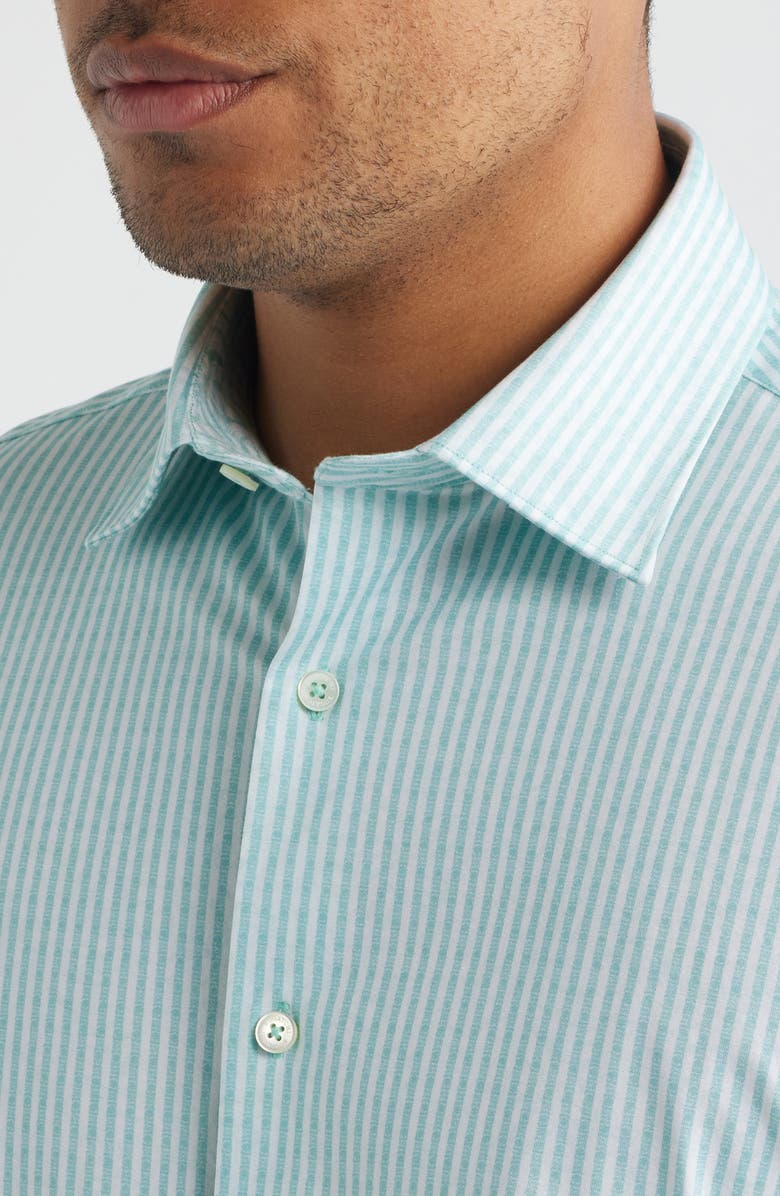 Bugatchi Jimmy OoohCotton<sup>®</sup> Stripe Button-Up Shirt, Alternate, color, Menthol