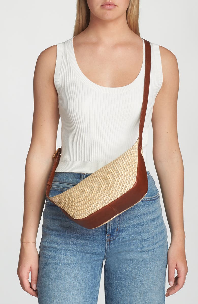Madewell The Sling Raffia & Leather Crossbody Bag, Alternate, color,