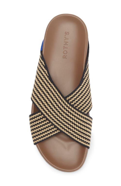 Rothys The Weekend Slide Sandals In Toffee Stripe