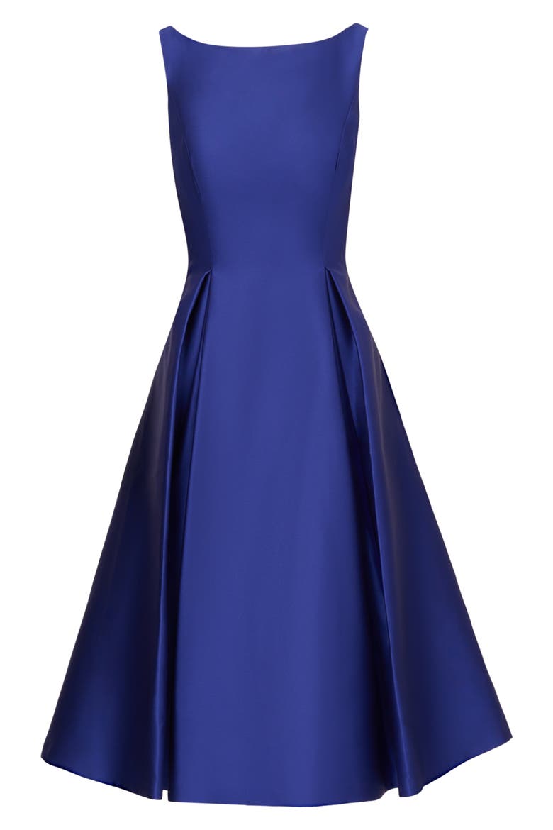 Sleeveless Mikado Fit & Flare Midi Dress, Alternate, color, NEPTUNE