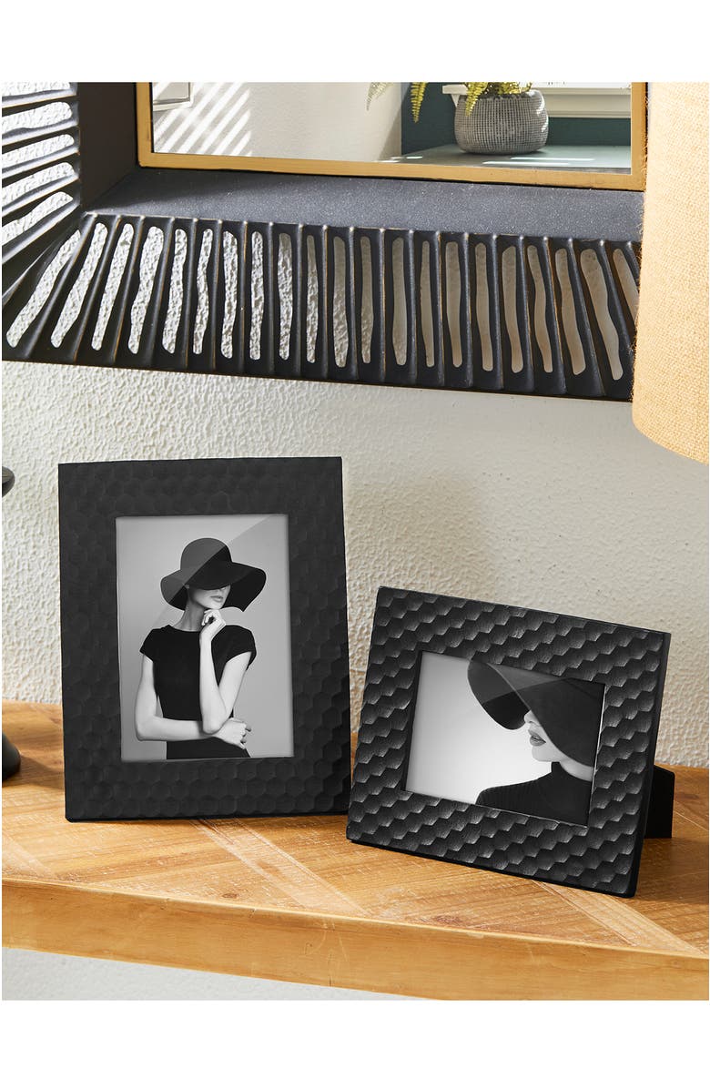 Glitzhome Set of 2 Resin Wall or Tabletop Picture Frames-4X6 & 5X7, Alternate, color, Black