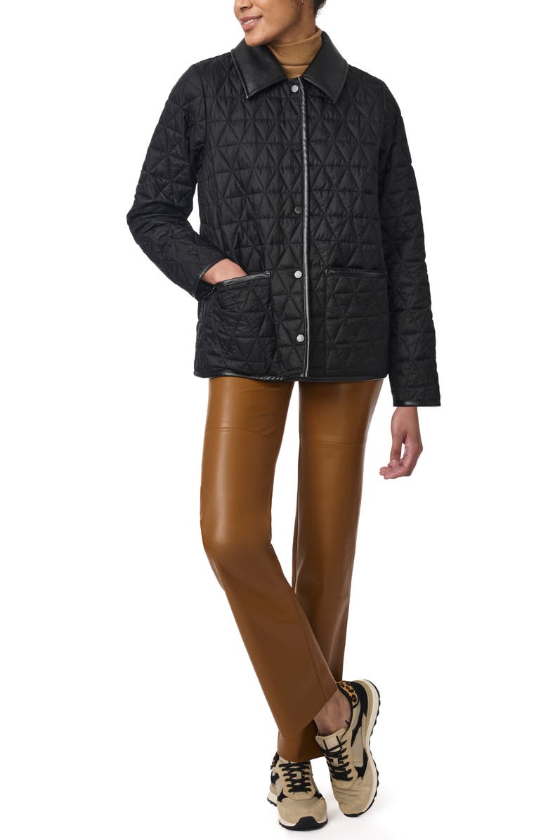 Bernardo Quilted Faux Leather Trim Recycled Nylon Jacket, Alternate, color, 