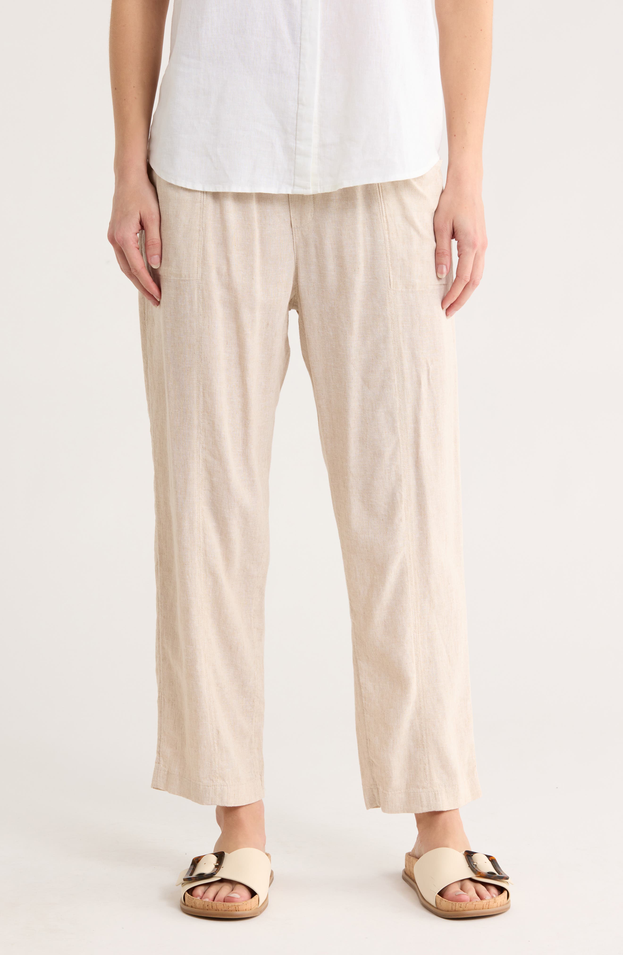 Caslon® Pull-On Linen Blend Pants