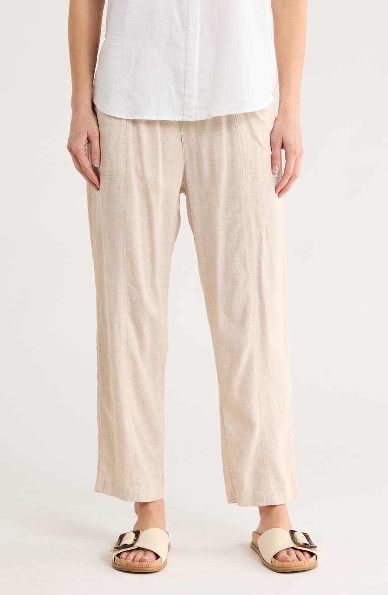 Caslon<sup>®</sup> Pull-On Linen Blend Pants, Main, color, Flax