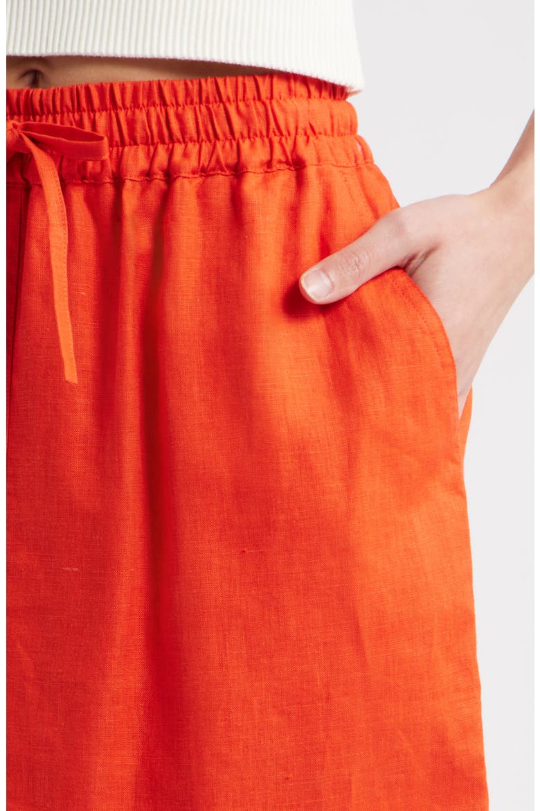 Maisie Linen Midi Skirt, Alternate, color, AURORA RED