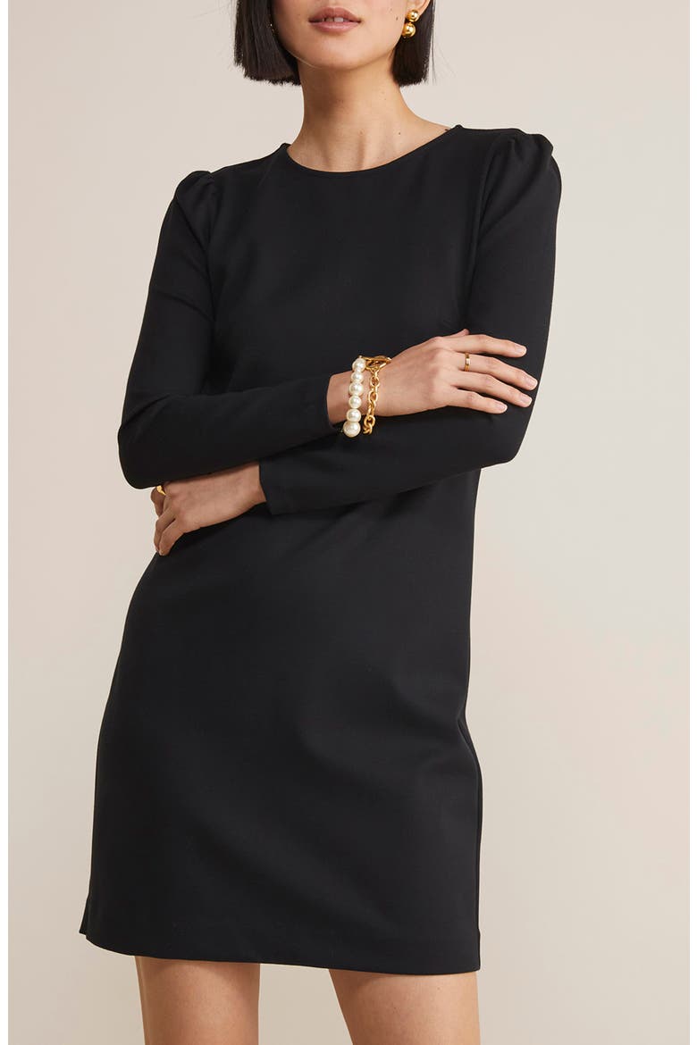 Long Sleeve Ponte Minidress, Alternate, color, JET BLACK