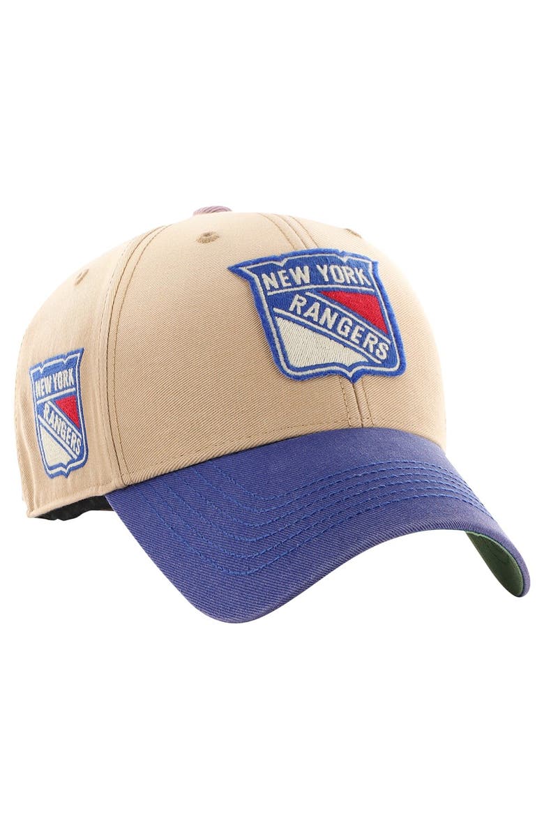 '47 Men's '47 Khaki/Blue New York Rangers Dusted Sedgwick MVP Adjustable Hat, Main, color, 