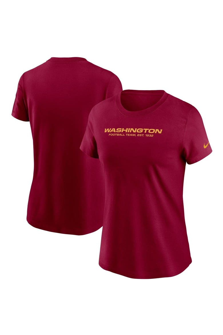 Women's Nike Burgundy Washington Football Team Logo Essential T-Shirt, Alternate, color, Burgundy