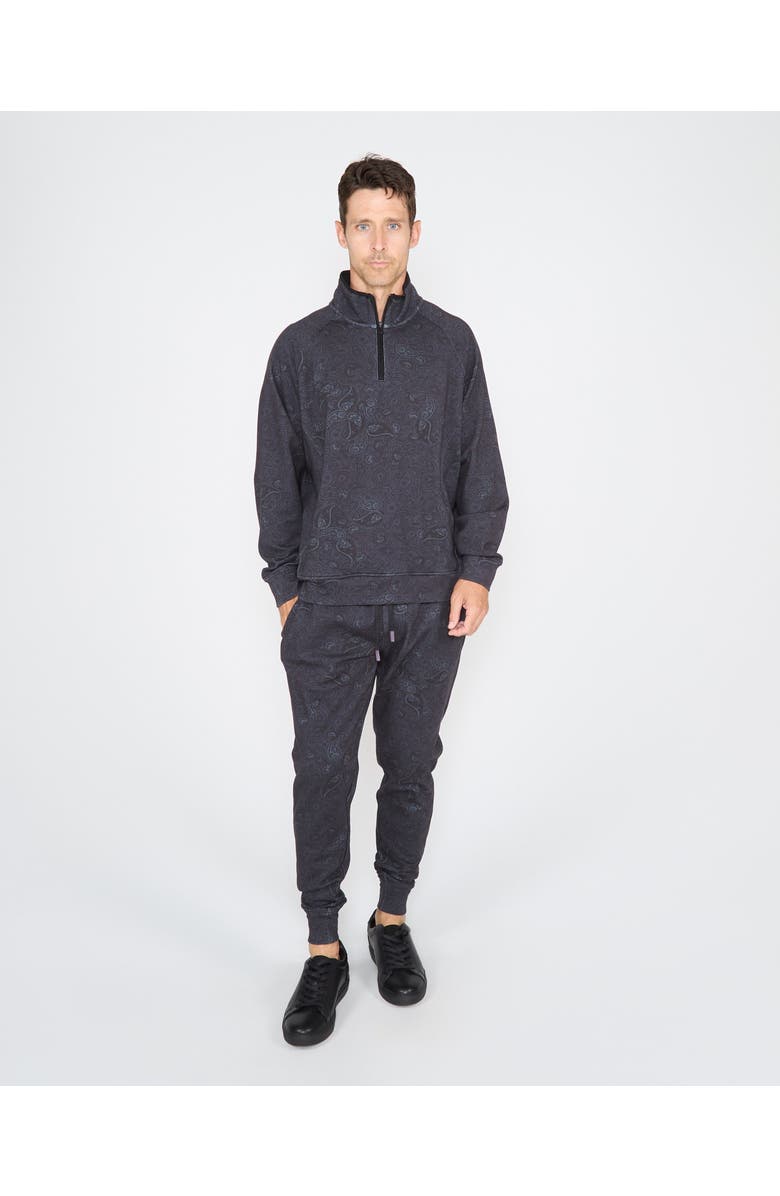Lords of Harlech Craig Brushed Interlock Quarter Zip Pullover, Alternate, color, Montgat Paisley Black