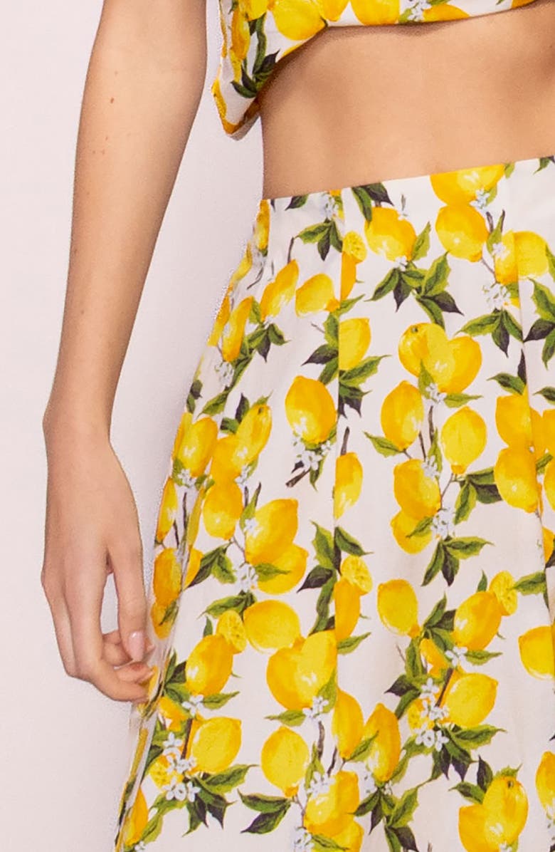 MELLODAY Lemon Poplin A-Line Maxi Skirt, Alternate, color, Lemon Print