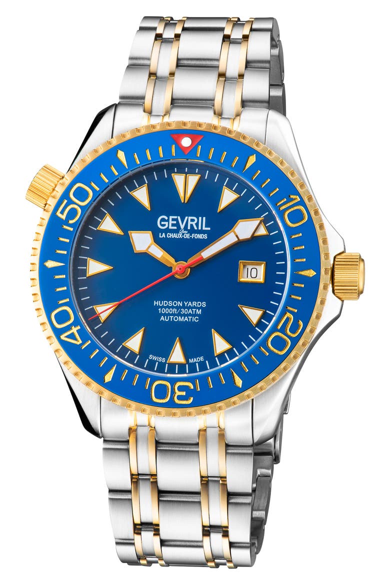 Men's Hudson Yards Two-Tone Bracelet Watch, 43mm, Main, color, TWO TONED SS IPYG