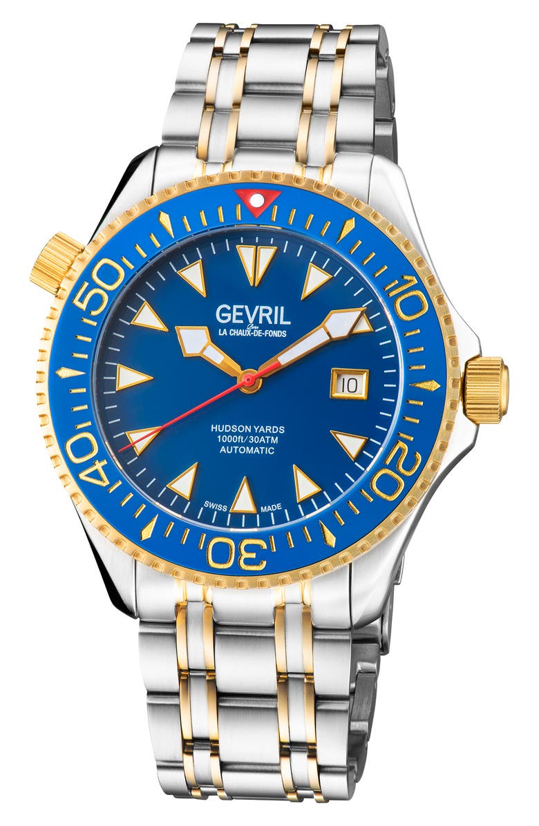 GEVRIL Men's Hudson Yards Two-Tone Bracelet Watch, 43mm, Main, color,