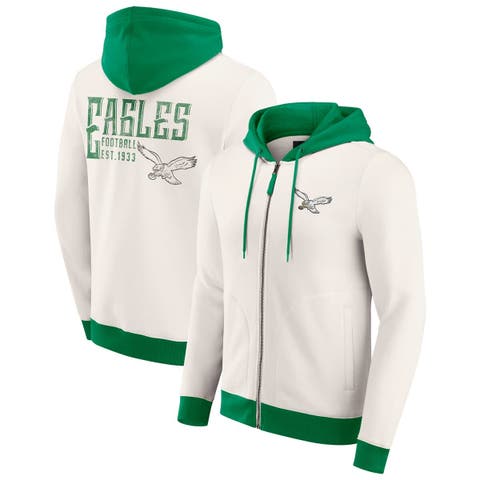 Men's Darius Rucker Collection by Fanatics Cream Philadelphia Eagles Distressed Graphics Full-Zip Hoodie