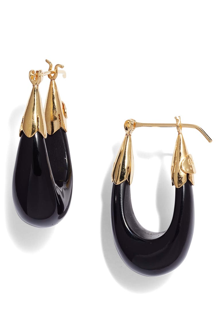 Ecume Drop Earrings, Main, color, BLACK/ GOLD
