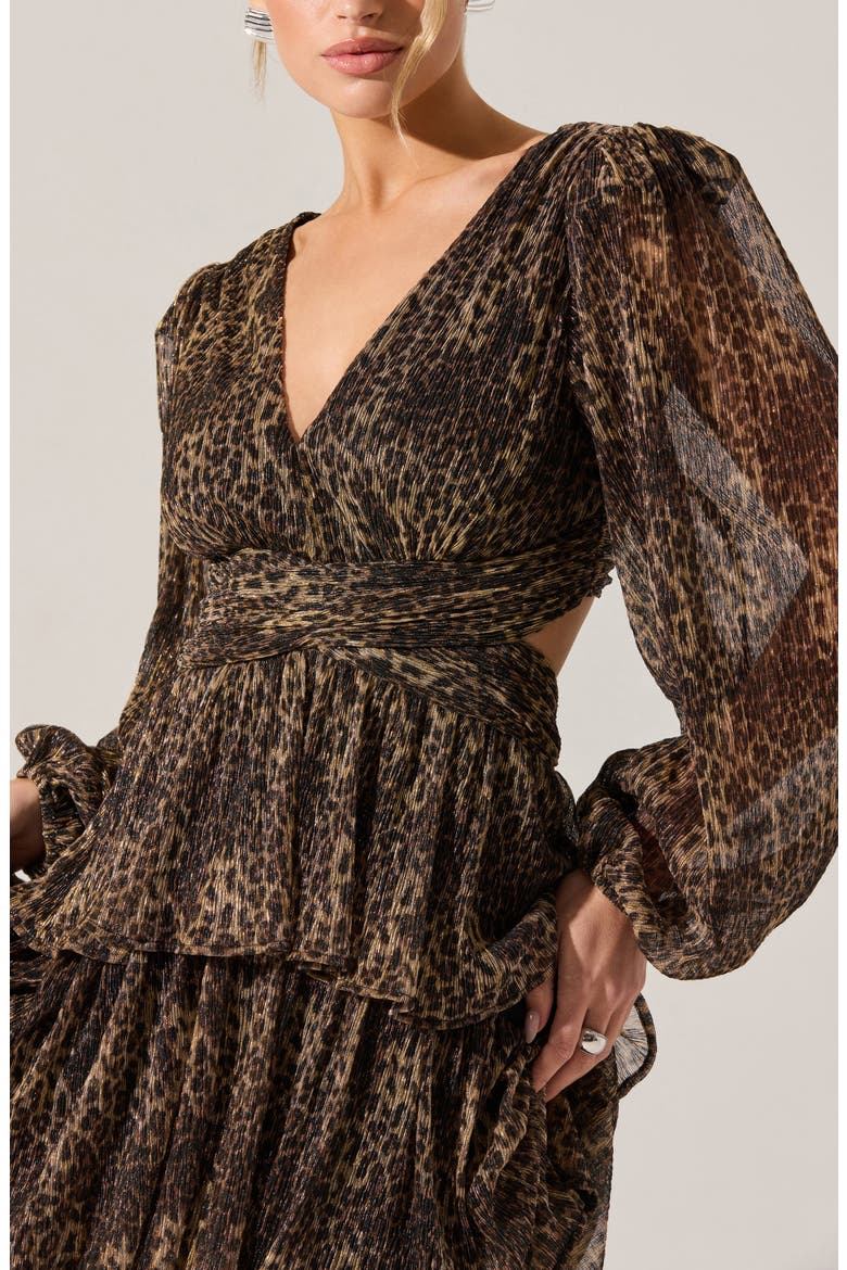 Anora Metallic Leopard Print Long Sleeve Dress, Alternate, color, LEOPARD PRINT