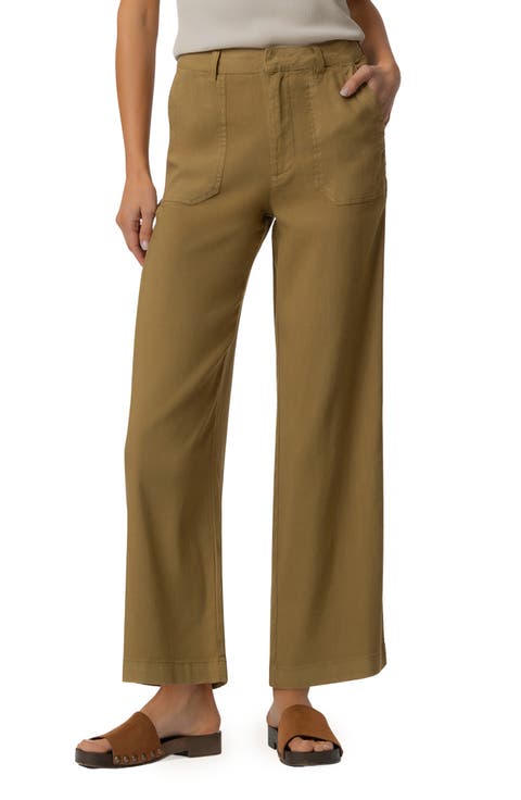 Topaz High Waist Crop Wide Leg Linen Blend Pants (Regular & Petite)