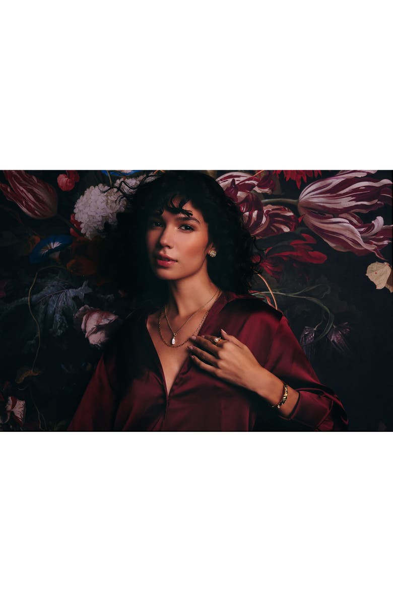 Sterling Forever Lanira CZ Stud Earrings, Alternate, color, Gold