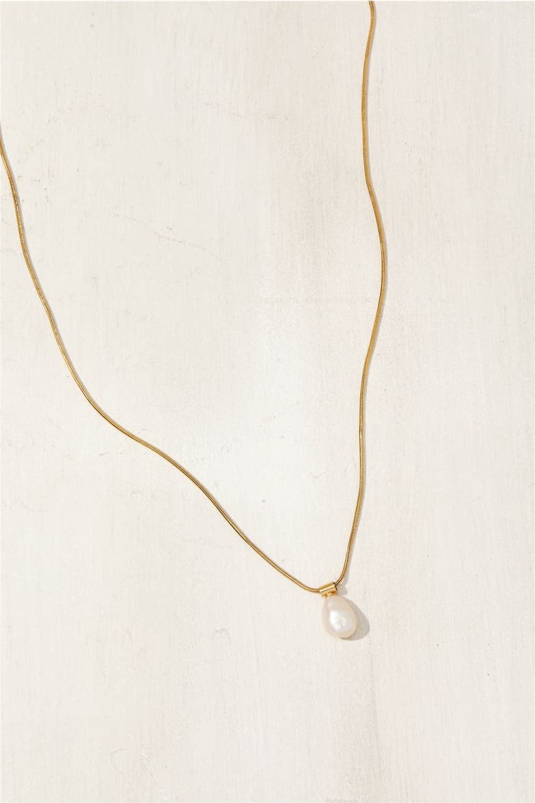 Nathalie Pearl Necklace, Alternate, color, Gold / White