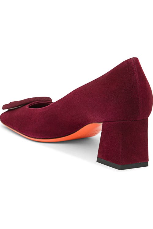 Santoni Suede Low-heel Pump In Burgundy
