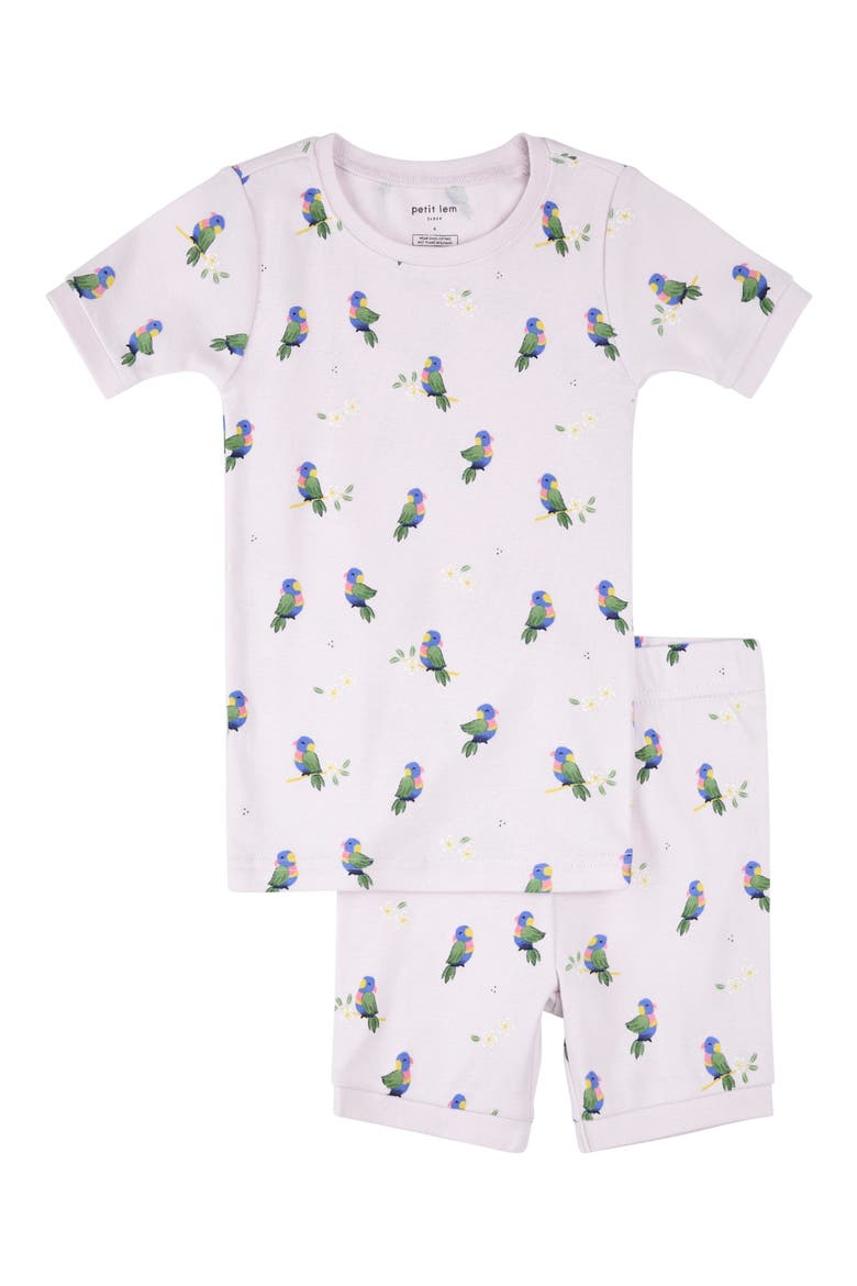 Kids' Fitted Two-Piece Organic Cotton Rib Short Pajamas, Main, color, LIGHT PURPLE