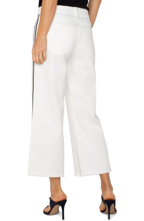 Liverpool Los Angeles Stride Braided Stripe Frayed High Waist Crop Wide Leg Jeans In Bright White