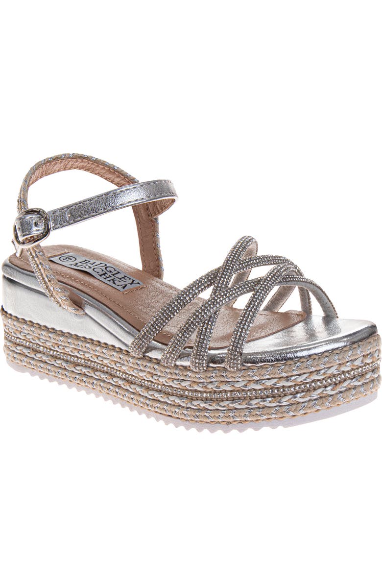 Badgley Mischka Collection Kids' Platform Wedge Sandal, Main, color, Silver