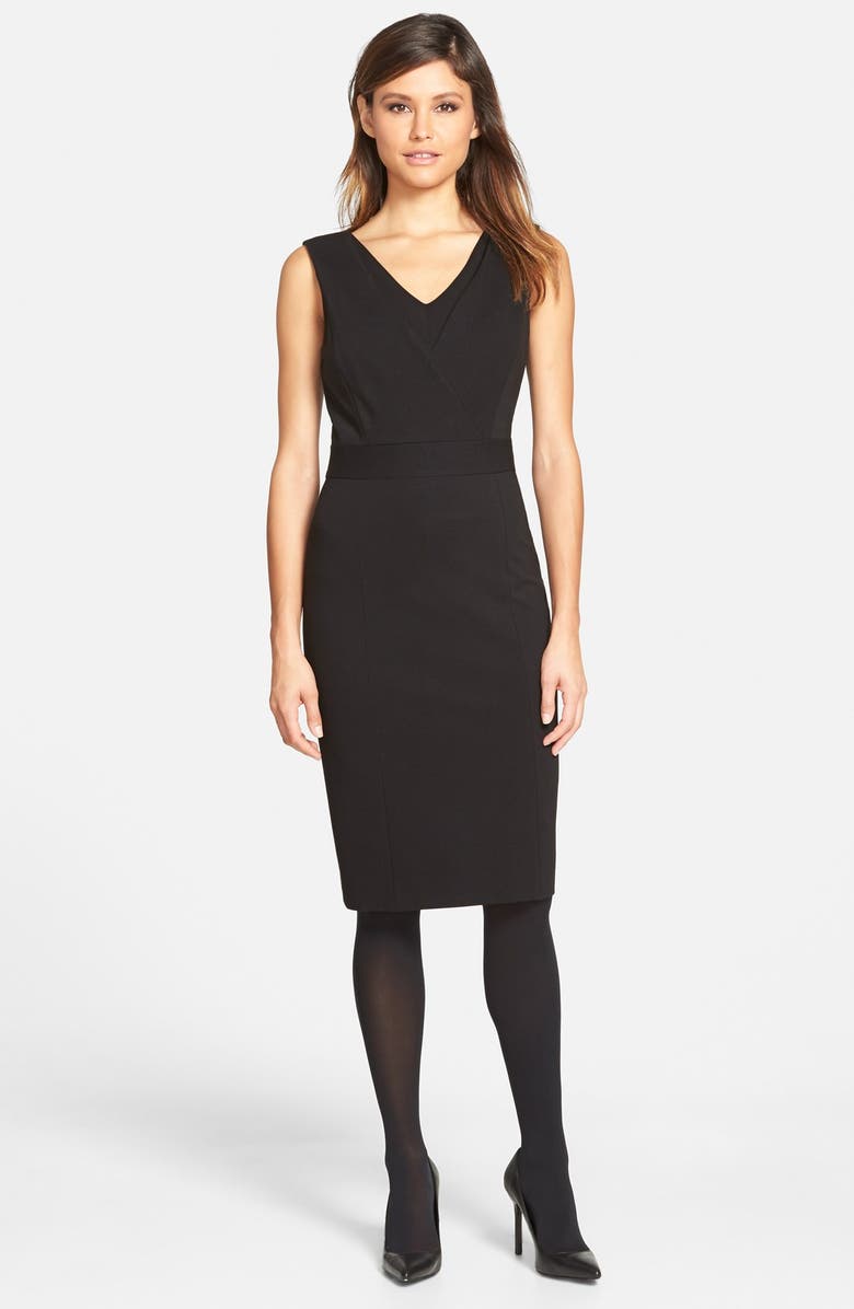 Classiques Entier<sup>®</sup> Italian Ponte Inset V-Neck Sheath Dress, Alternate, color,