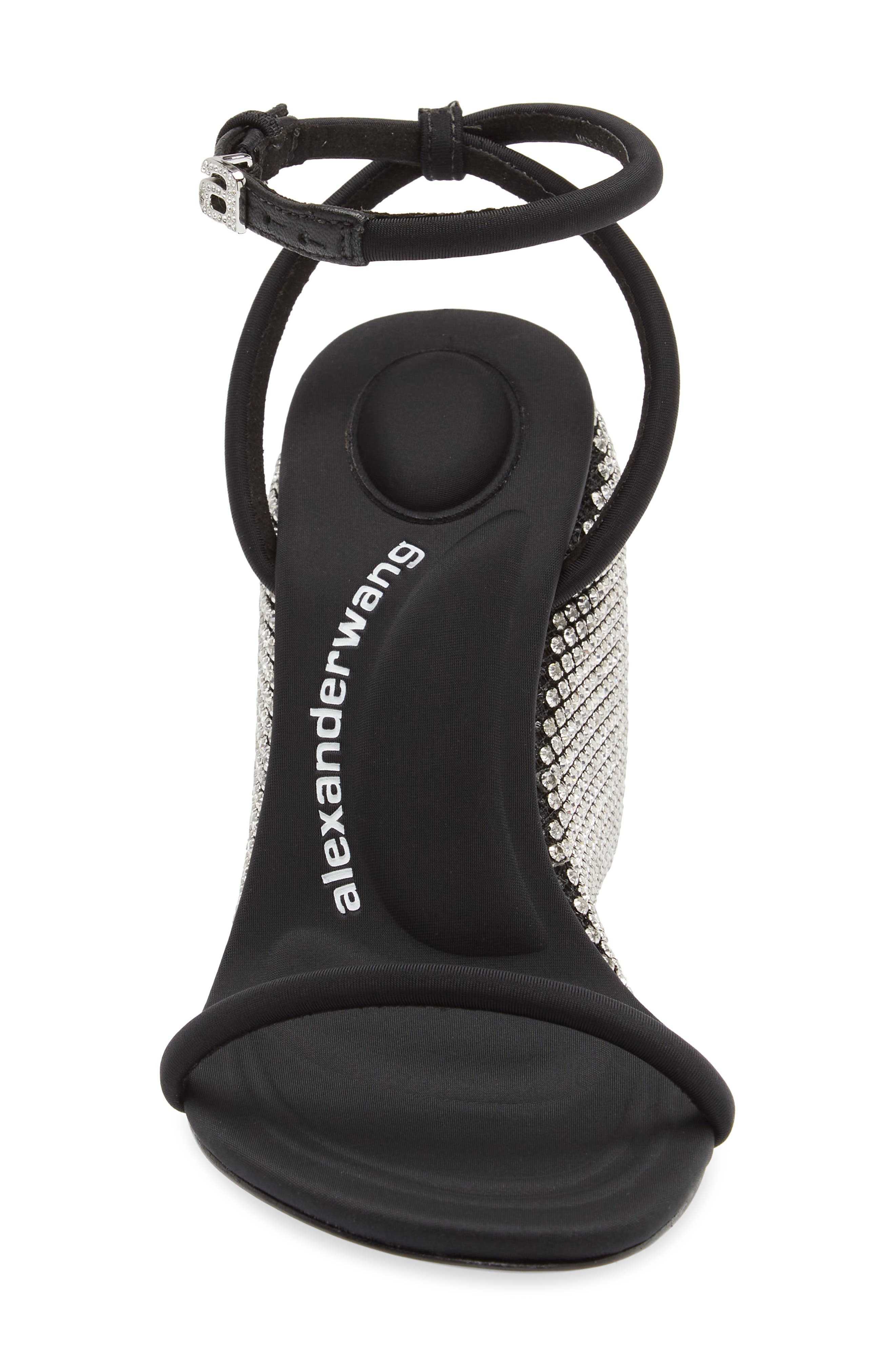 Alexander Wang Dahlia Rhinestone Logo Wedge Sandal, Alternate, color, Black