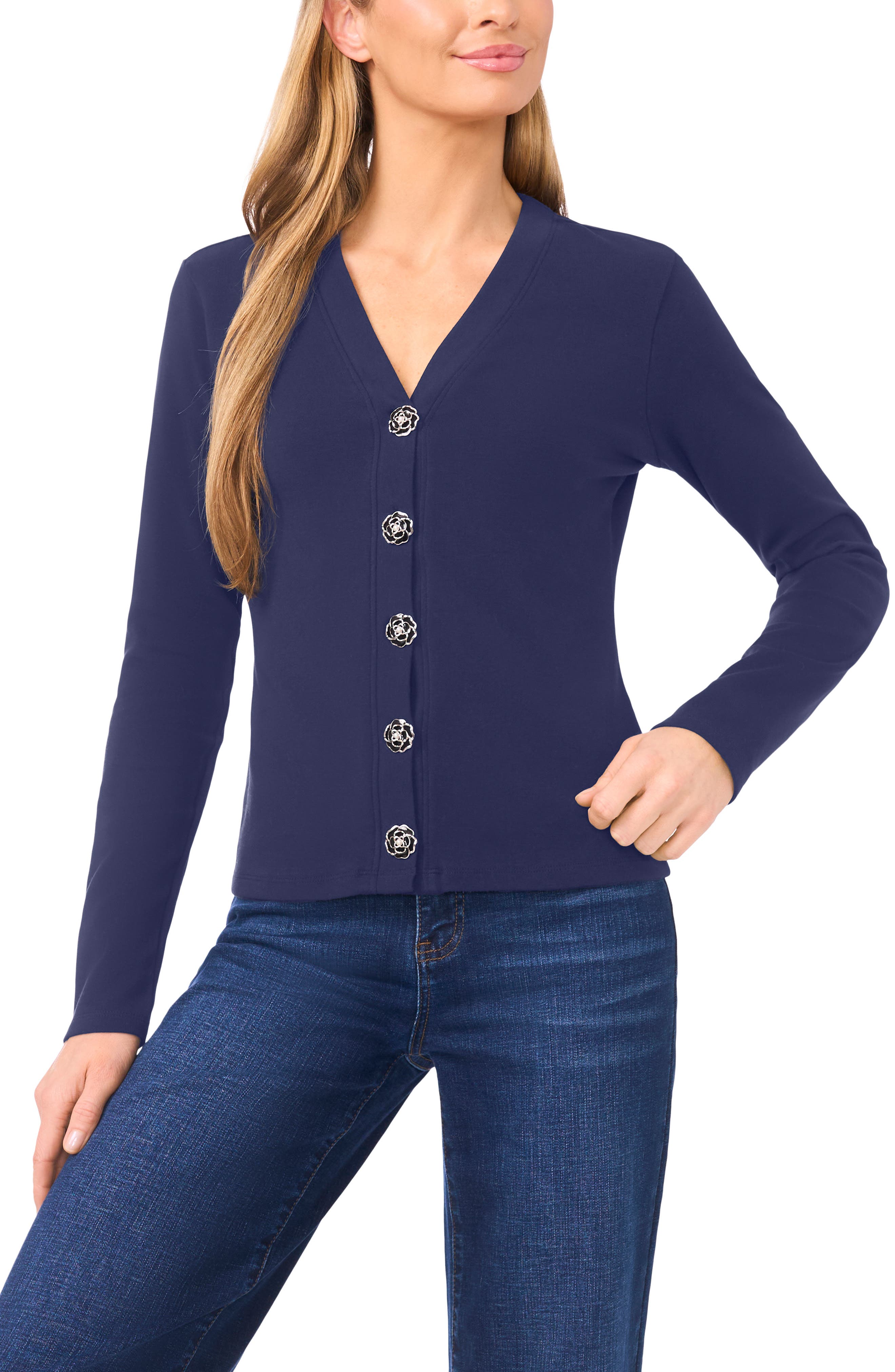 Flower Button Knit Cardigan - image 3