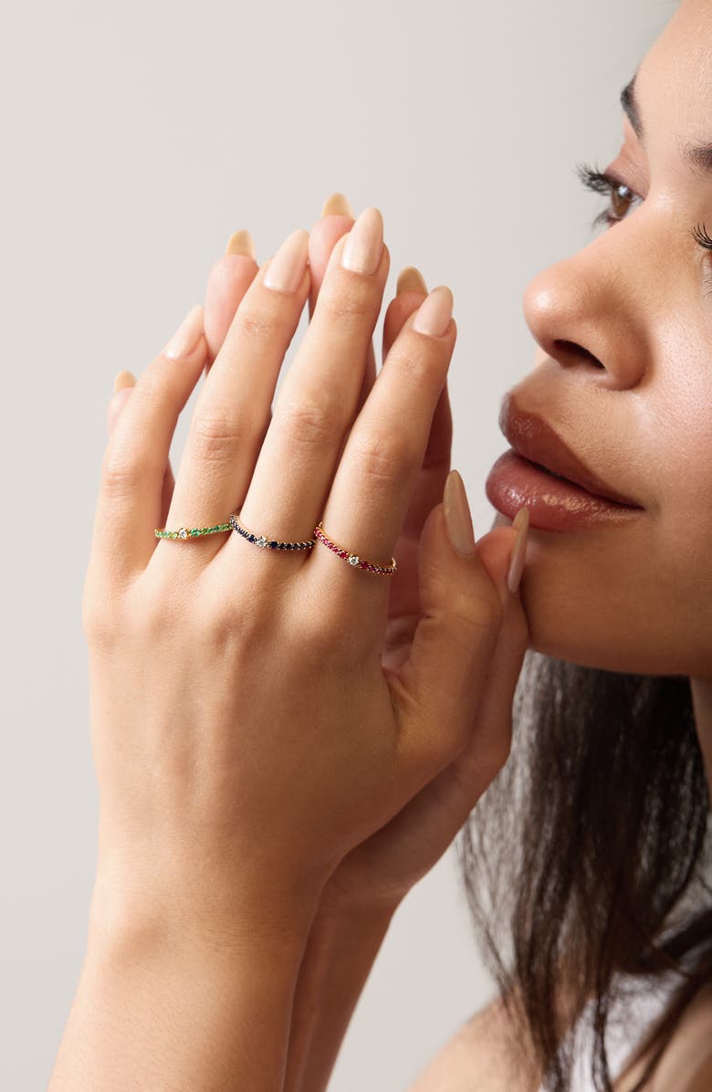 Bony Levy El Mar 18K Gold Gemstone & Diamond Stackable Ring, Alternate, color, 18K White Gold Sapphire