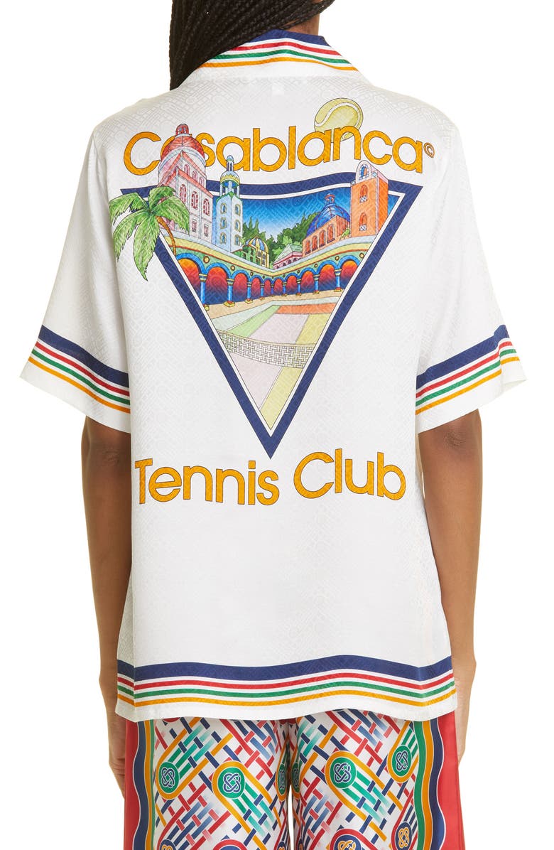 Casablanca Tennis Club Icon Silk Camp Shirt, Alternate, color, 