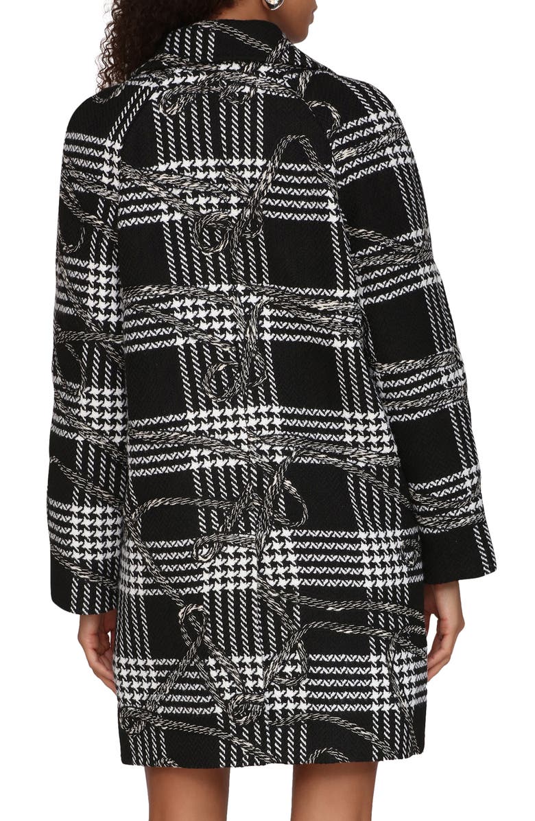 Avec Les Filles Raglan Sleeve Walker Coat, Alternate, color, Black-White Plaid