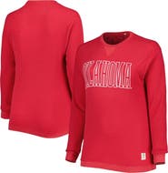 PRESSBOX Women's Pressbox Crimson Oklahoma Sooners Surf Plus Size Southlawn Waffle-Knit Thermal Tri-Blend Long Sleeve T-Shirt