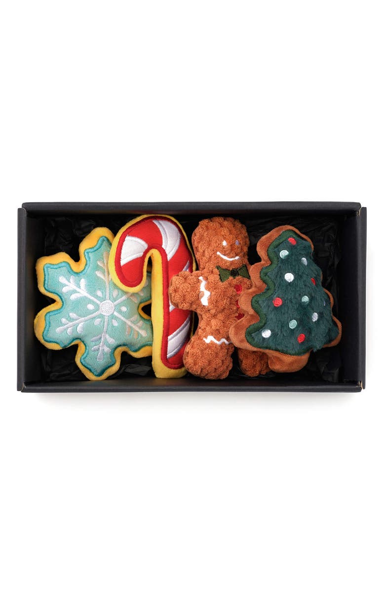 The Foggy Dog Set of 4 Christmas Cookie Plush Dog Squeaker Toys, Alternate, color, Christmas Cookie