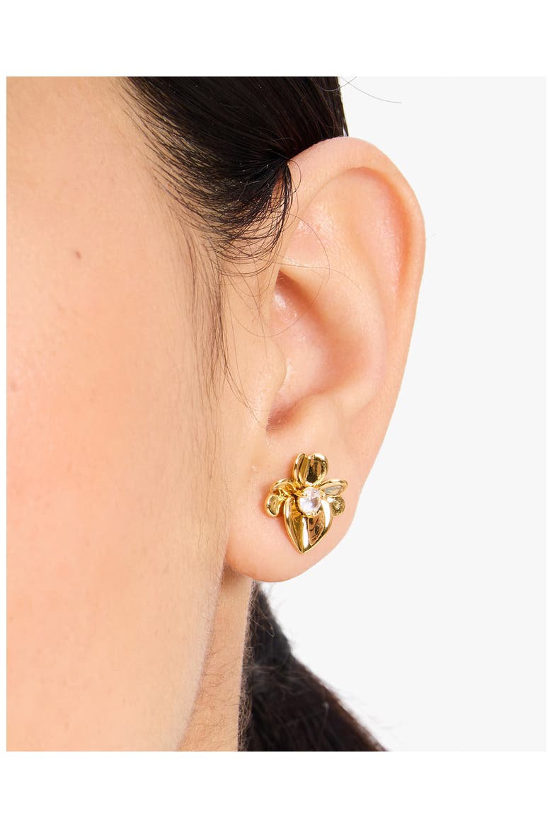 precious pansy stud earrings, Alternate, color, GOLD.