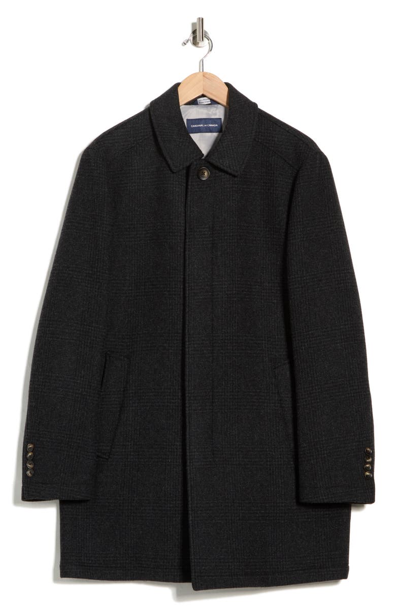 Cardinal of Canada Check Wool Blend Coat, Alternate, color, Charcoal
