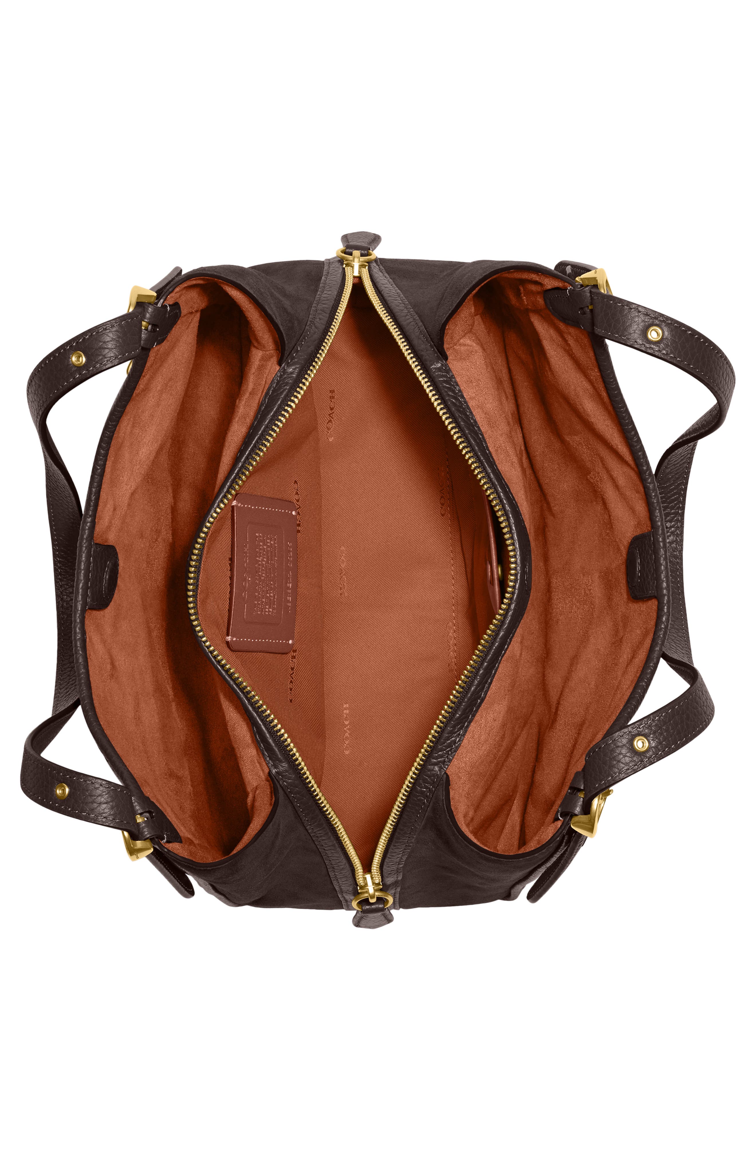 COACH Leather & Suede Shoulder Bag, Alternate, color, 