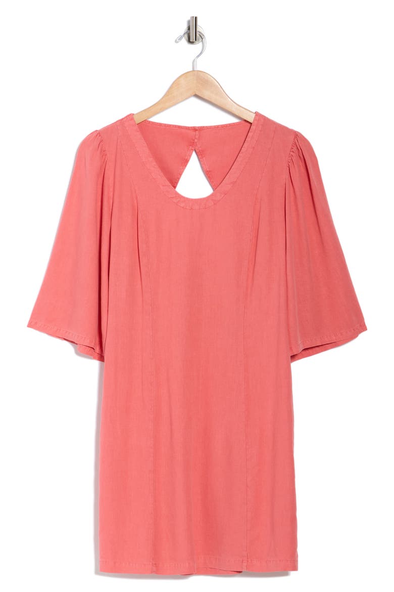 Fiora Elbow Sleeve Minidress, Alternate, color, CORAL CRUSH PIGMENT