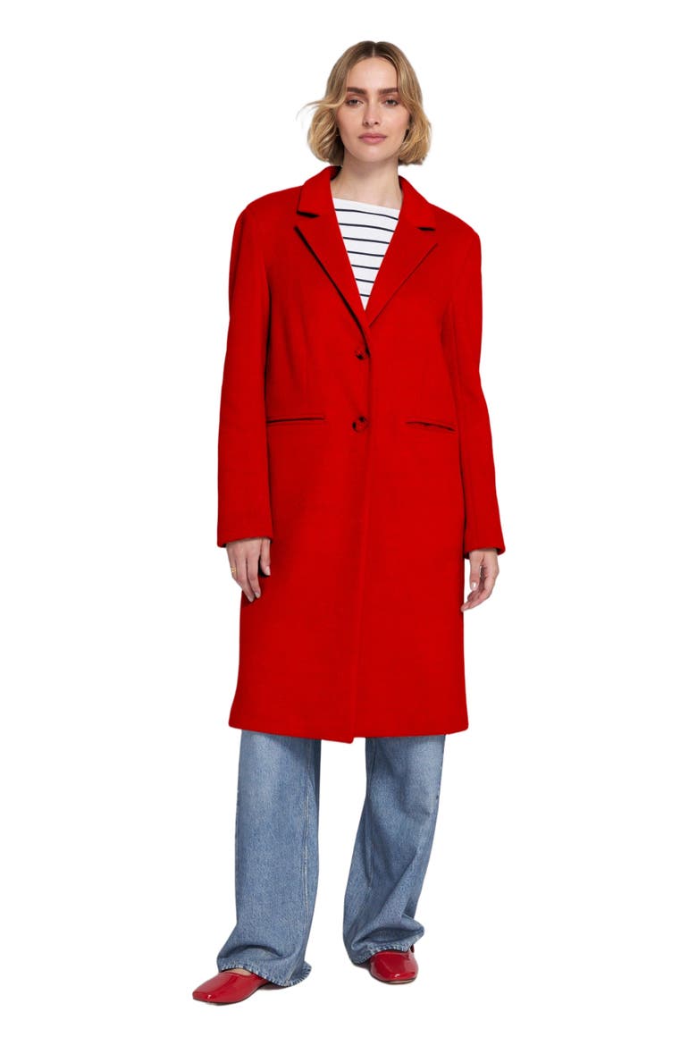 Melton Coat With Printed Lining Trench, Main, color, Red Amour