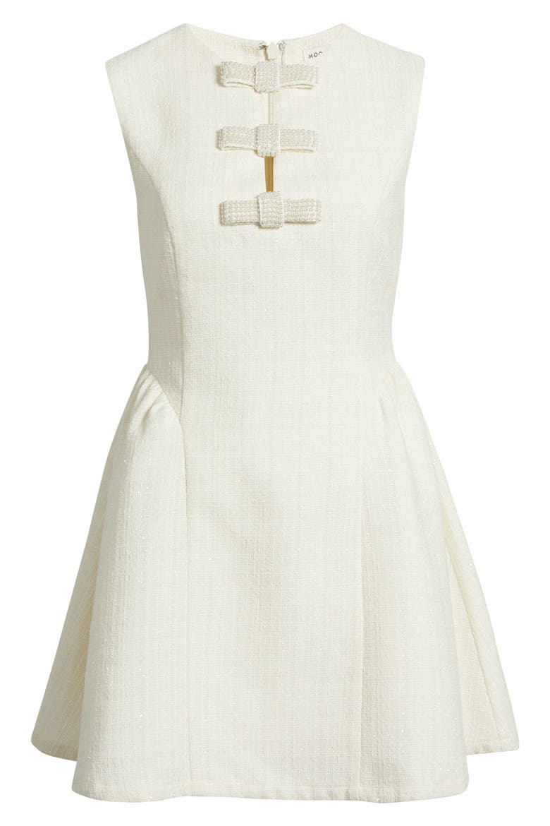 Beaded Tie Detail Tweed Minidress, Alternate, color, IVORY