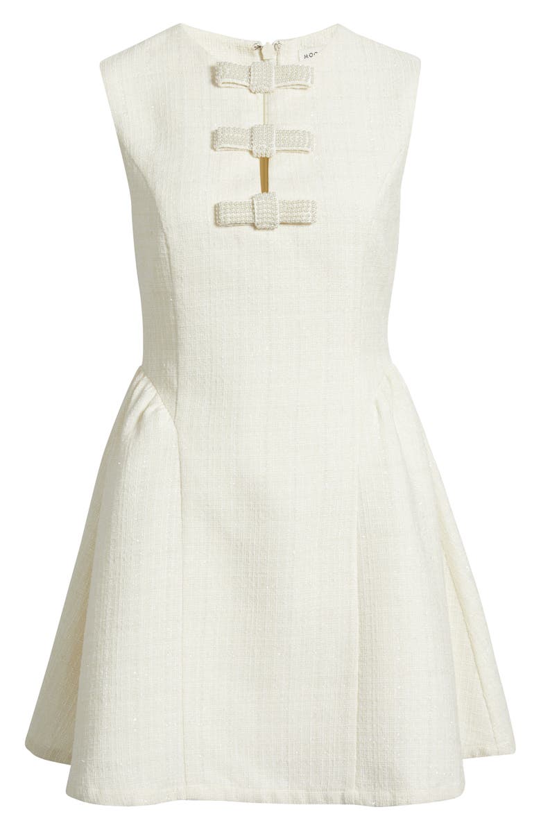 MOON RIVER Beaded Tie Detail Tweed Minidress, Alternate, color, Ivory