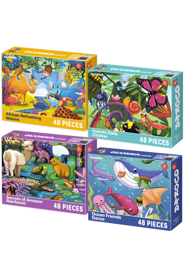 Kids Jigsaw Puzzles Shimmer & Animal Puzzle Set - 48 Piece, Main, color, African, Amazon, Ocean