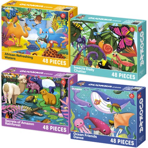 Shimmer & Animal Puzzle Set - 48 Piece Jigsaw Puzzles for Kids